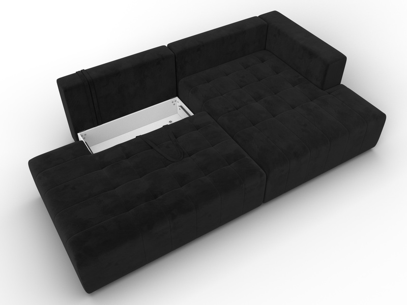 Диван угловой Лига-103 НПБ угол правый, Велюр, SEVEN 35 черный