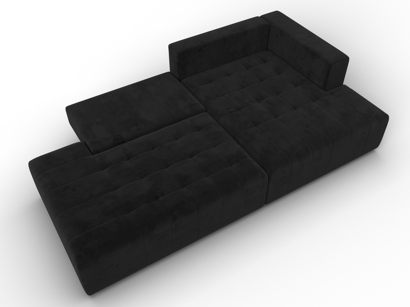 Диван угловой Лига-103 НПБ угол правый, Велюр, SEVEN 35 черный