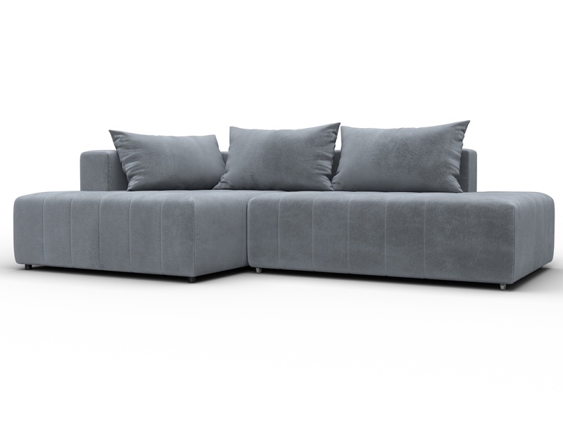 Диван угловой Лига-103 НПБ угол левый, Велюр, TOWER 10 серый