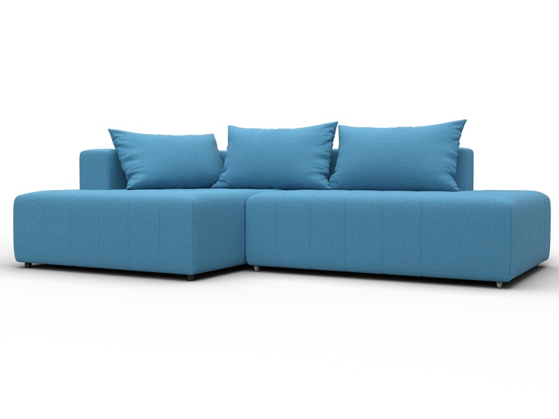 Диван угловой Лига-103 НПБ угол левый, Рогожка, Амур 10 голубой