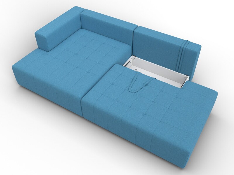 Диван угловой Лига-103 НПБ угол левый, Рогожка, Амур 10 голубой