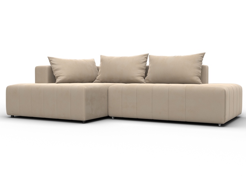 Диван угловой Лига-103 НПБ угол левый, Велюр, SEVEN 729 бежевый