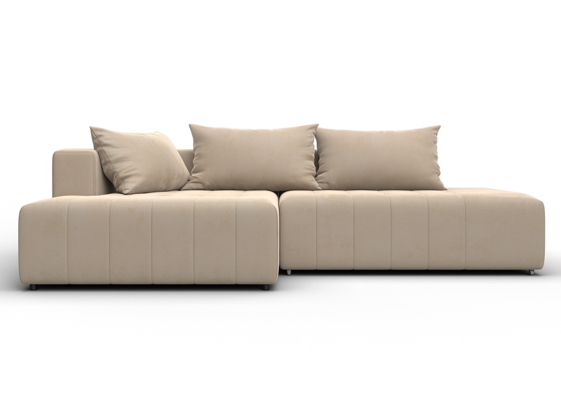 Диван угловой Лига-103 НПБ угол левый, Велюр, SEVEN 729 бежевый