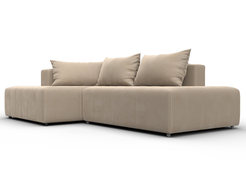 Диван угловой Лига-103 НПБ угол левый, Велюр, SEVEN 729 бежевый