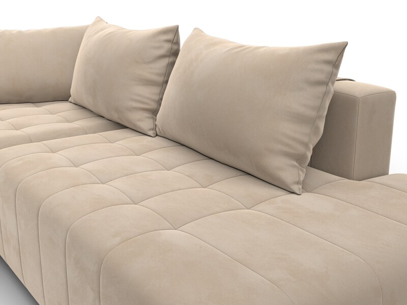 Диван угловой Лига-103 НПБ угол левый, Велюр, SEVEN 729 бежевый