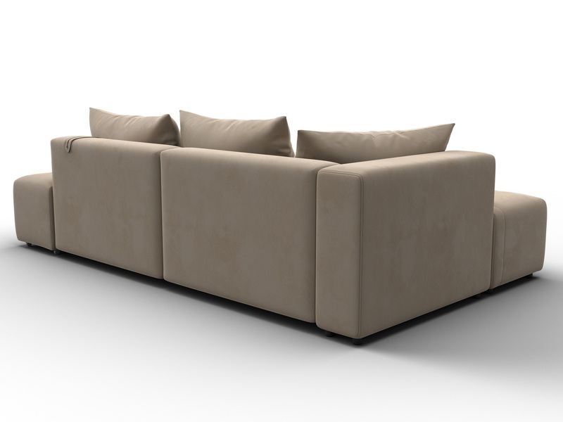 Диван угловой Лига-103 НПБ угол левый, Велюр, SEVEN 729 бежевый