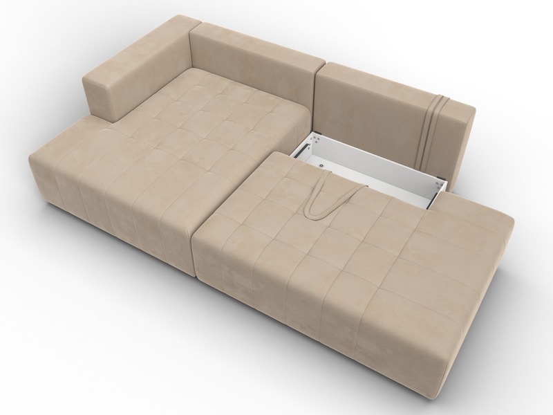 Диван угловой Лига-103 НПБ угол левый, Велюр, SEVEN 729 бежевый