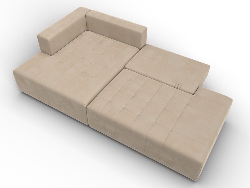 Диван угловой Лига-103 НПБ угол левый, Велюр, SEVEN 729 бежевый
