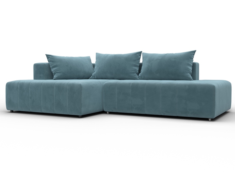 Диван угловой Лига-103 НПБ угол левый, Велюр, SEVEN 113 бирюзовый