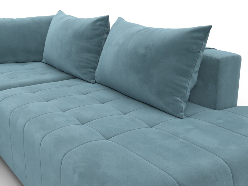 Диван угловой Лига-103 НПБ угол левый, Велюр, SEVEN 113 бирюзовый