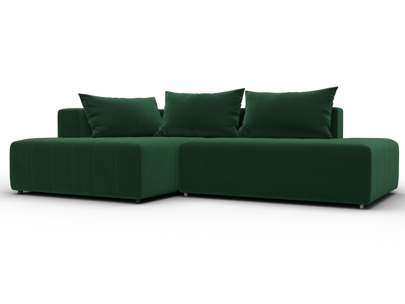 Диван угловой Лига-103 НПБ угол левый, Велюр, SEVEN 626 зеленый