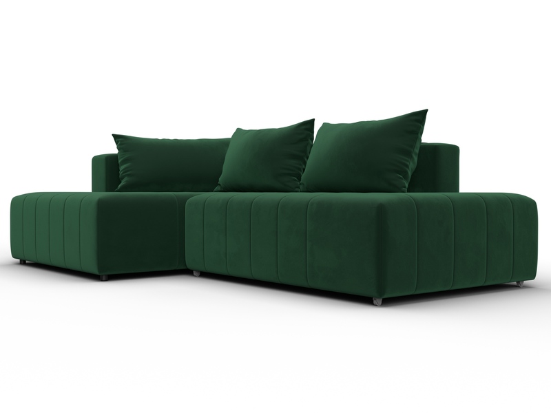Диван угловой Лига-103 НПБ угол левый, Велюр, SEVEN 626 зеленый