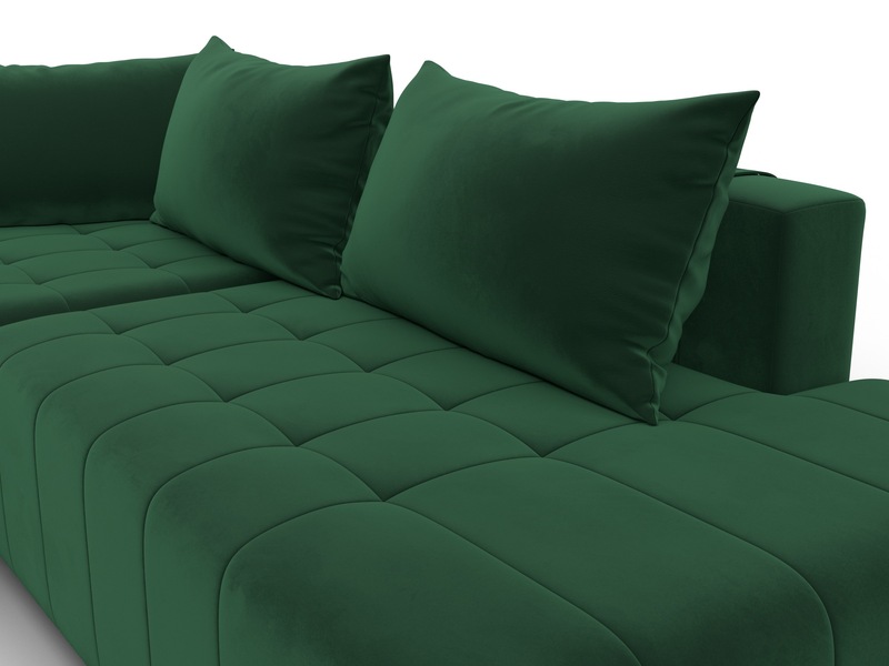 Диван угловой Лига-103 НПБ угол левый, Велюр, SEVEN 626 зеленый