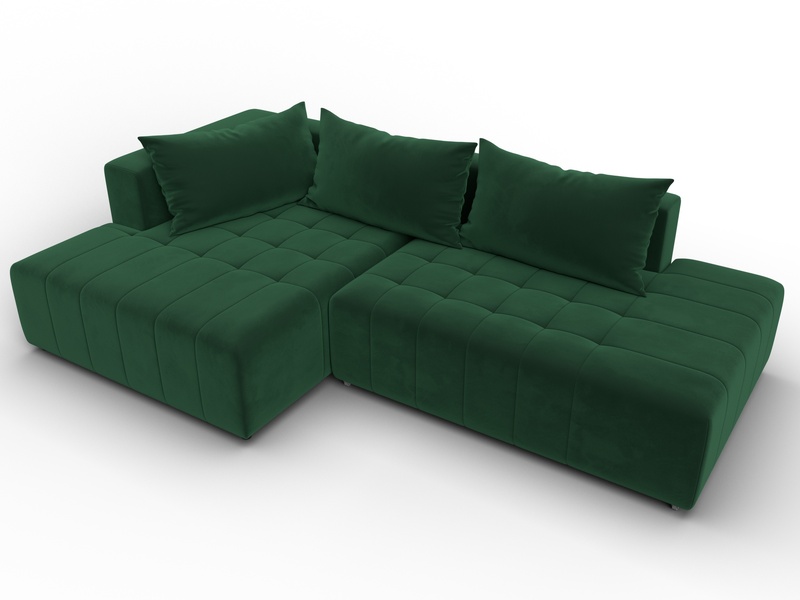 Диван угловой Лига-103 НПБ угол левый, Велюр, SEVEN 626 зеленый