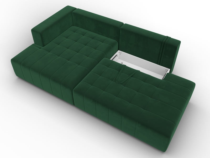 Диван угловой Лига-103 НПБ угол левый, Велюр, SEVEN 626 зеленый