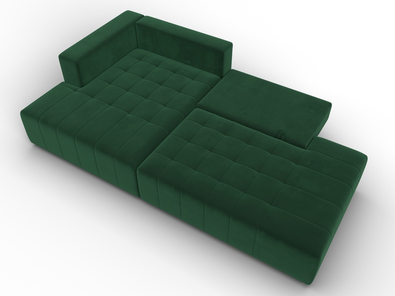 Диван угловой Лига-103 НПБ угол левый, Велюр, SEVEN 626 зеленый