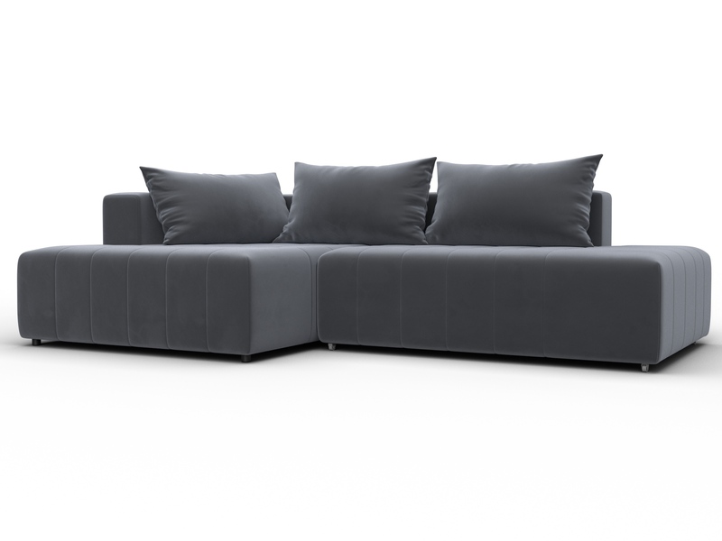 Диван угловой Лига-103 НПБ угол левый, Велюр, SEVEN 17 серый