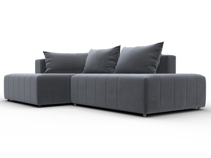 Диван угловой Лига-103 НПБ угол левый, Велюр, SEVEN 17 серый