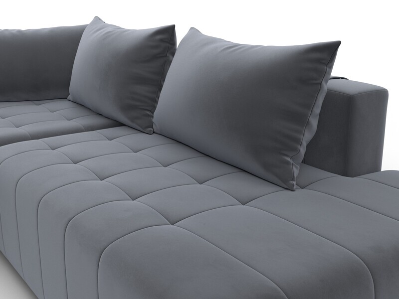 Диван угловой Лига-103 НПБ угол левый, Велюр, SEVEN 17 серый