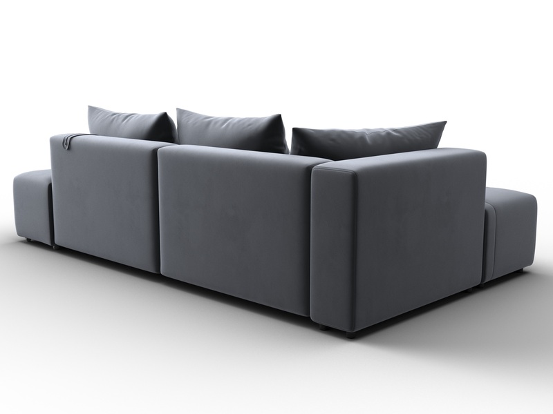 Диван угловой Лига-103 НПБ угол левый, Велюр, SEVEN 17 серый