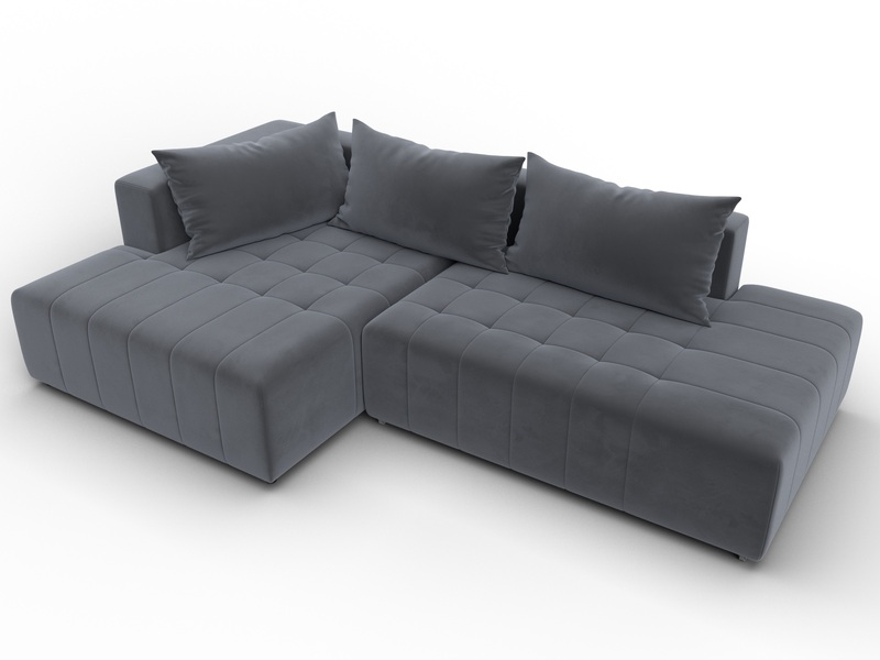 Диван угловой Лига-103 НПБ угол левый, Велюр, SEVEN 17 серый