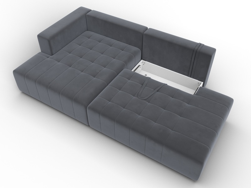 Диван угловой Лига-103 НПБ угол левый, Велюр, SEVEN 17 серый