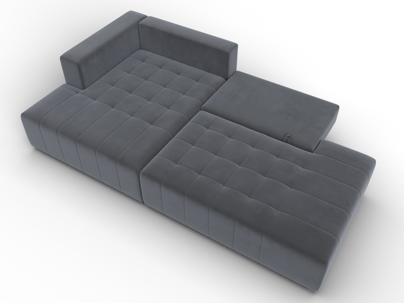 Диван угловой Лига-103 НПБ угол левый, Велюр, SEVEN 17 серый