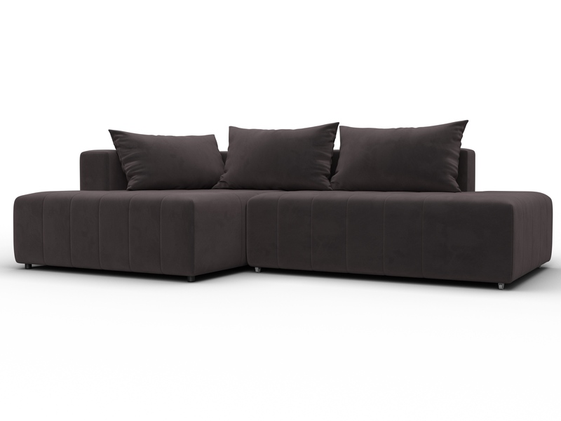 Диван угловой Лига-103 НПБ угол левый, Велюр, SEVEN 727 коричневый