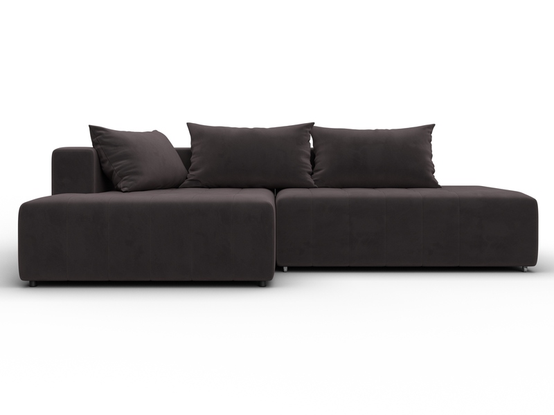 Диван угловой Лига-103 НПБ угол левый, Велюр, SEVEN 727 коричневый