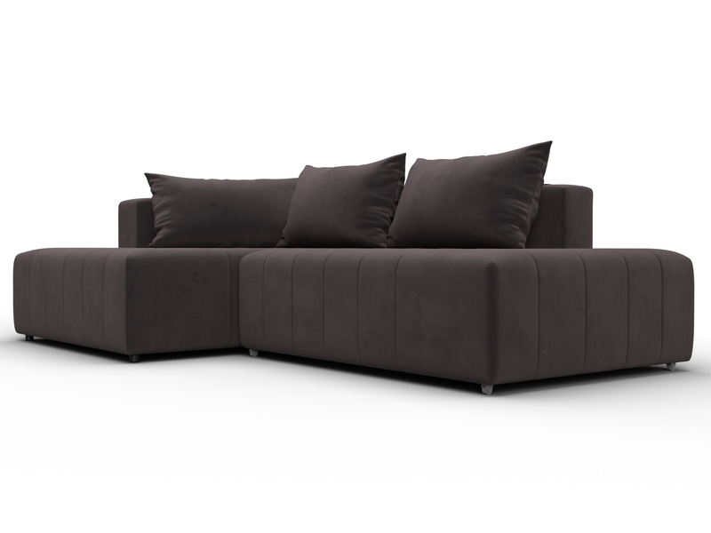Диван угловой Лига-103 НПБ угол левый, Велюр, SEVEN 727 коричневый