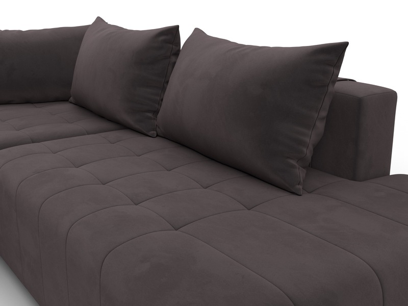 Диван угловой Лига-103 НПБ угол левый, Велюр, SEVEN 727 коричневый