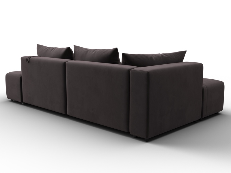 Диван угловой Лига-103 НПБ угол левый, Велюр, SEVEN 727 коричневый