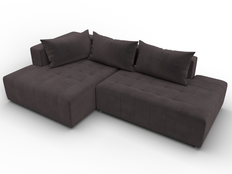 Диван угловой Лига-103 НПБ угол левый, Велюр, SEVEN 727 коричневый