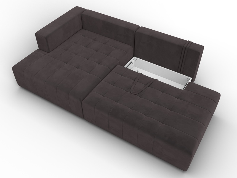 Диван угловой Лига-103 НПБ угол левый, Велюр, SEVEN 727 коричневый