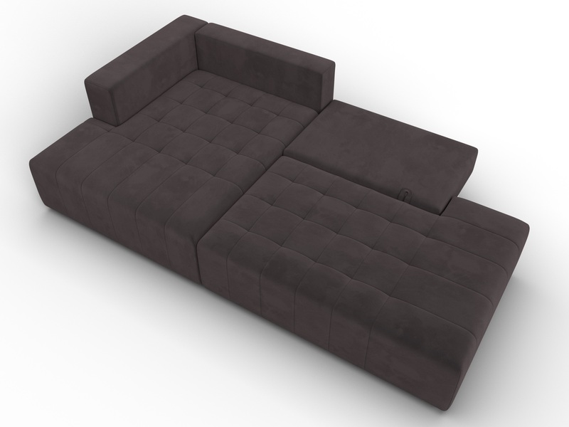 Диван угловой Лига-103 НПБ угол левый, Велюр, SEVEN 727 коричневый