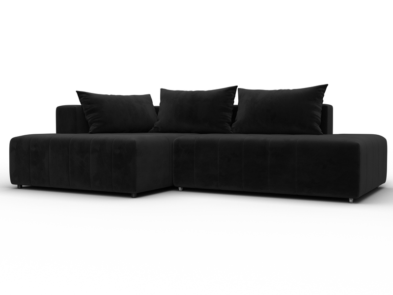 Диван угловой Лига-103 НПБ угол левый, Велюр, SEVEN 35 черный