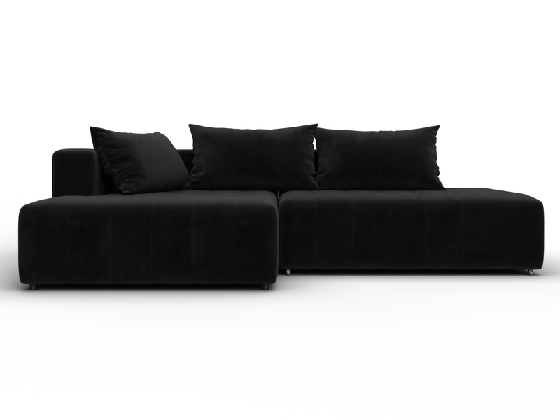Диван угловой Лига-103 НПБ угол левый, Велюр, SEVEN 35 черный