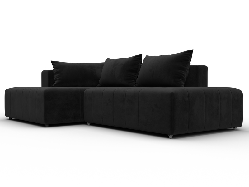 Диван угловой Лига-103 НПБ угол левый, Велюр, SEVEN 35 черный