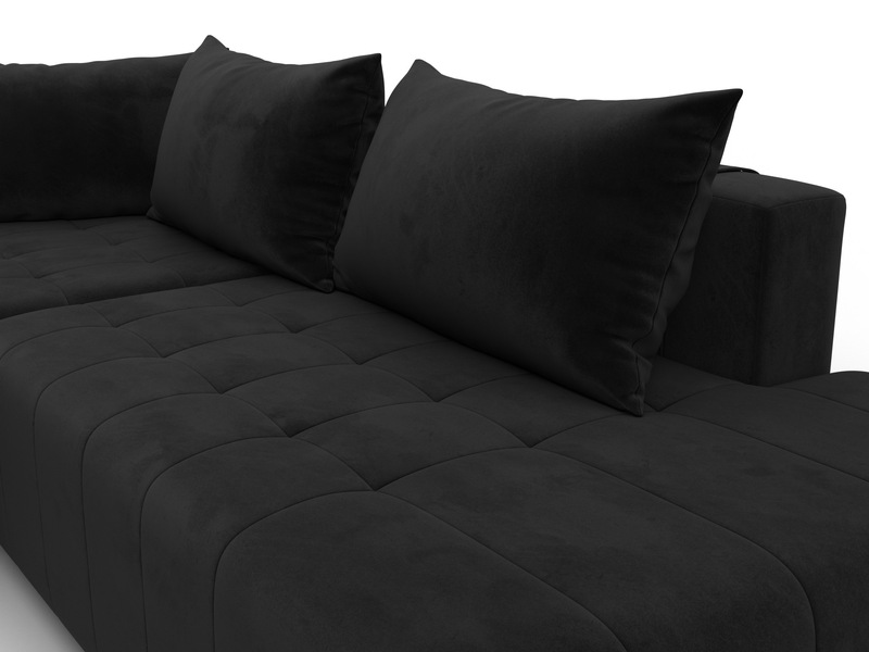 Диван угловой Лига-103 НПБ угол левый, Велюр, SEVEN 35 черный