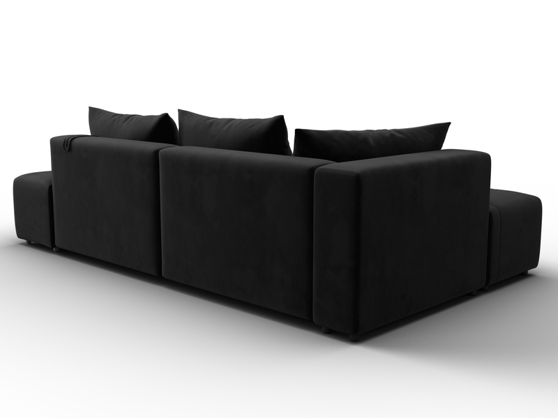 Диван угловой Лига-103 НПБ угол левый, Велюр, SEVEN 35 черный