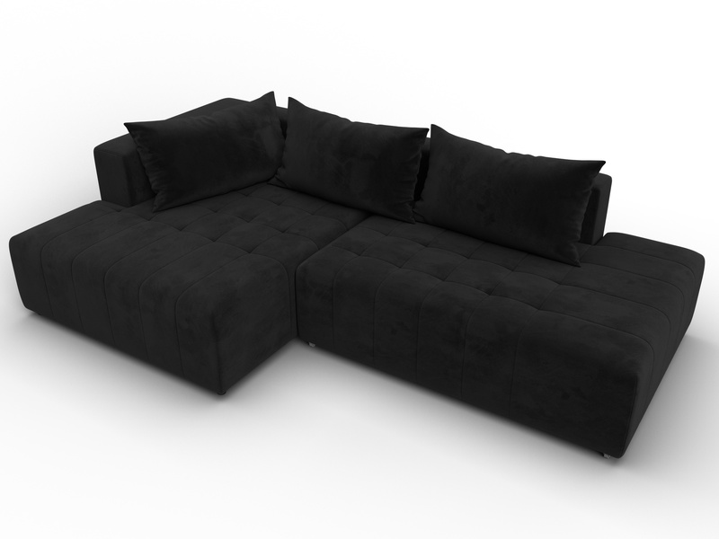 Диван угловой Лига-103 НПБ угол левый, Велюр, SEVEN 35 черный