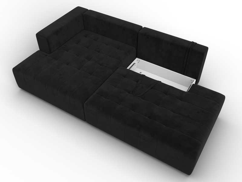 Диван угловой Лига-103 НПБ угол левый, Велюр, SEVEN 35 черный