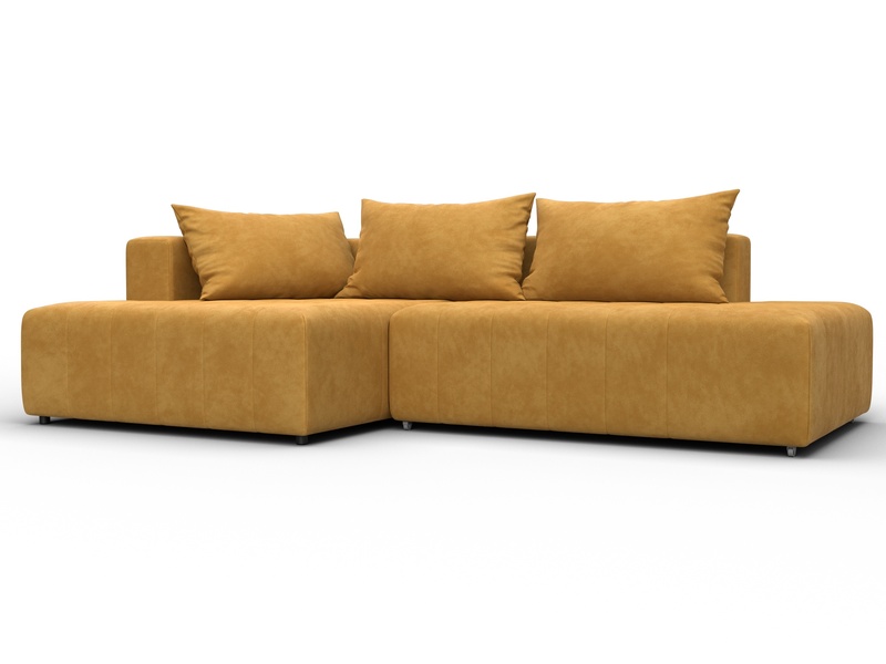 Диван угловой Лига-103 НПБ угол левый, Велюр, BRUT 10 желтый