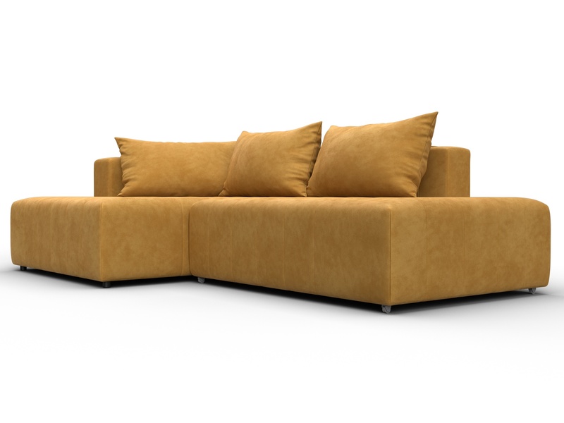 Диван угловой Лига-103 НПБ угол левый, Велюр, BRUT 10 желтый