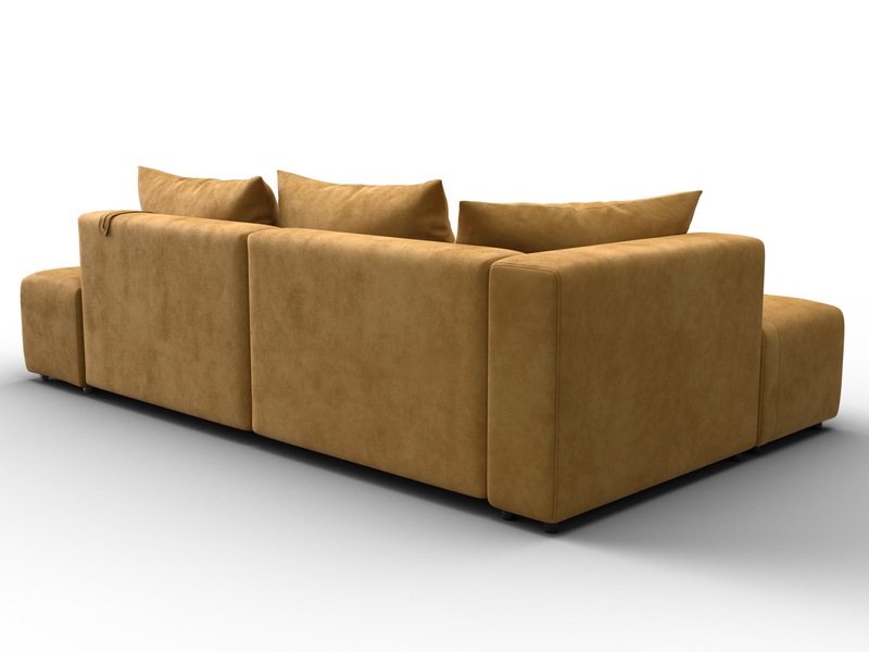 Диван угловой Лига-103 НПБ угол левый, Велюр, BRUT 10 желтый