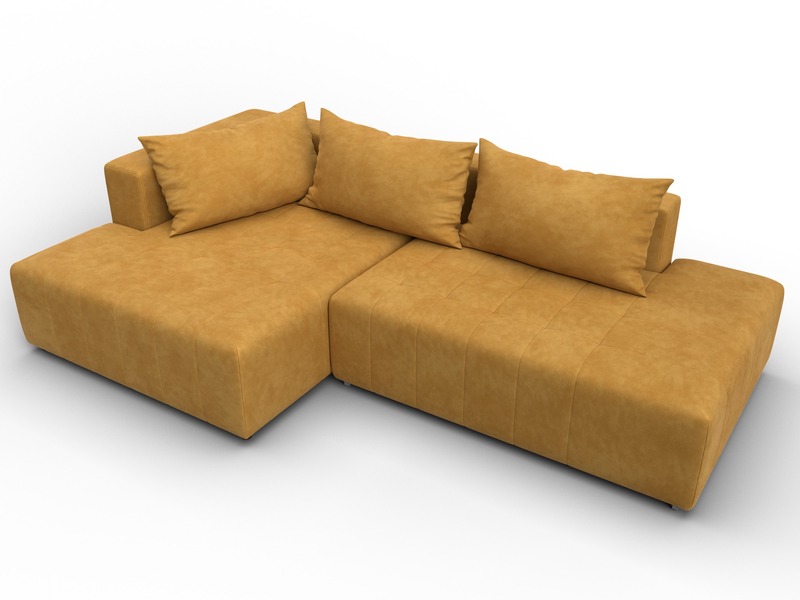 Диван угловой Лига-103 НПБ угол левый, Велюр, BRUT 10 желтый
