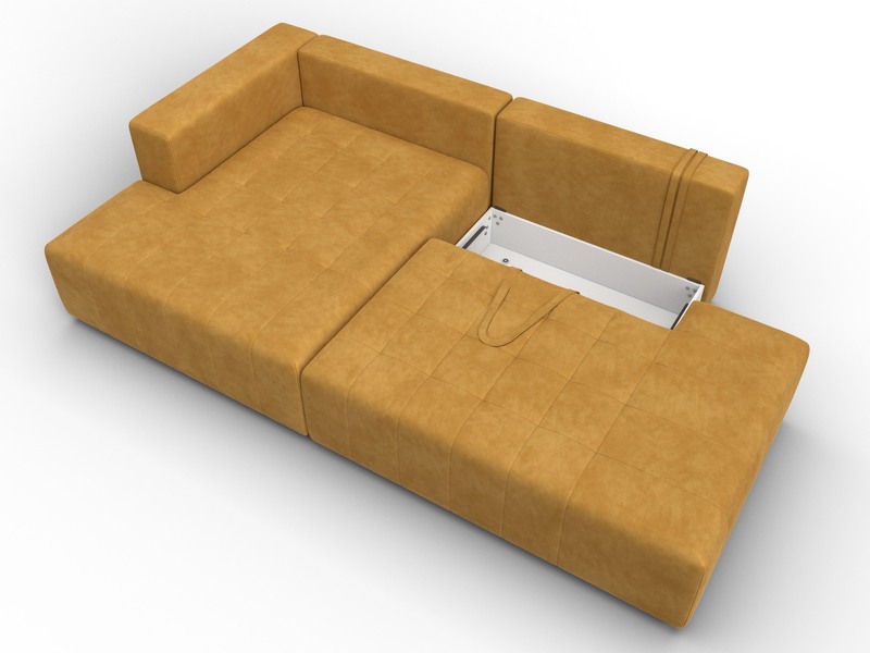 Диван угловой Лига-103 НПБ угол левый, Велюр, BRUT 10 желтый