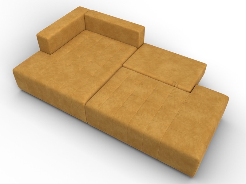 Диван угловой Лига-103 НПБ угол левый, Велюр, BRUT 10 желтый
