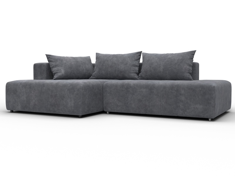 Диван угловой Лига-103 НПБ угол левый, Велюр, BRUT 16 темно-серый