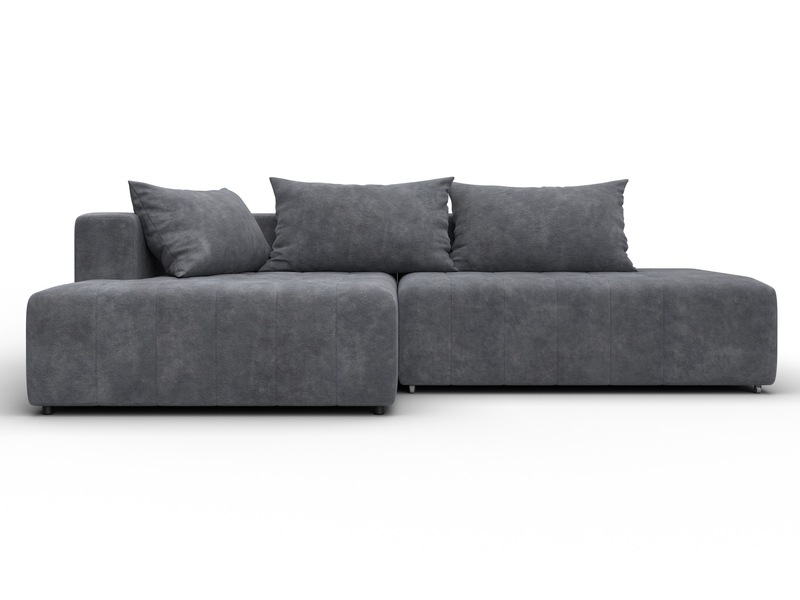 Диван угловой Лига-103 НПБ угол левый, Велюр, BRUT 16 темно-серый